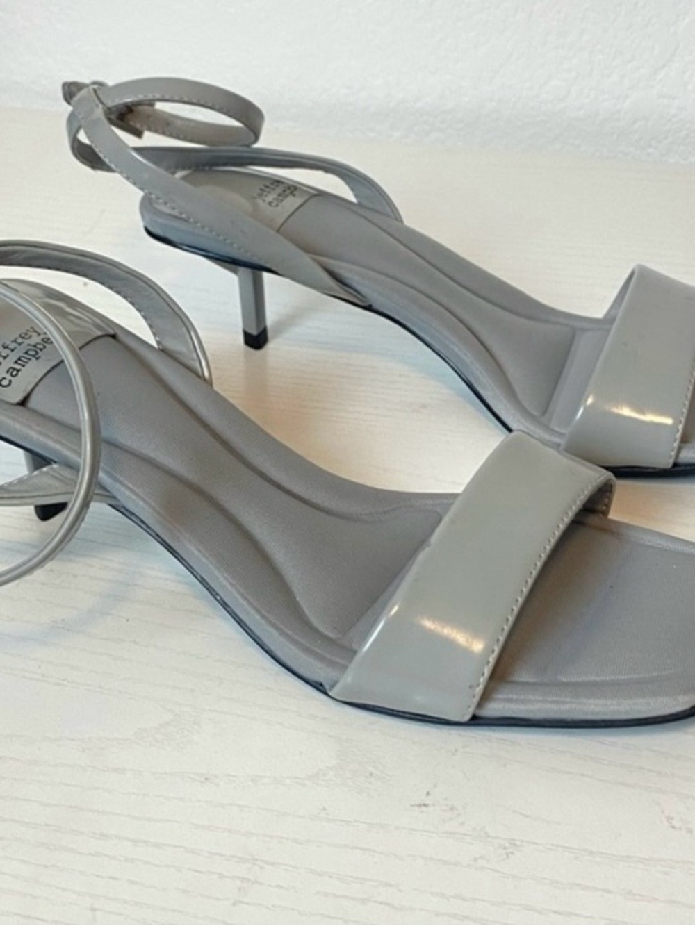 Jeffrey Campbell Gray Open-Toe Ankle-Strap Heels